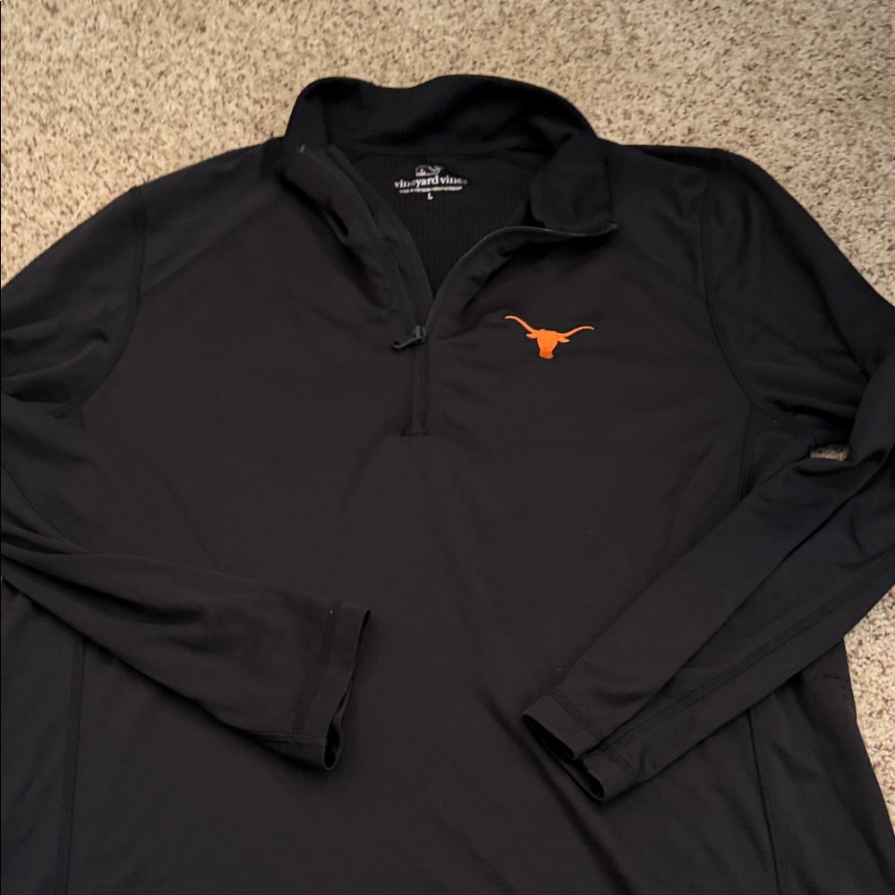 Black Long Sleeve Pullover with Orange University of Texas vineyard vines